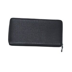 ECOSSE Vintage Flat Navy Textured Zip Around Wallet